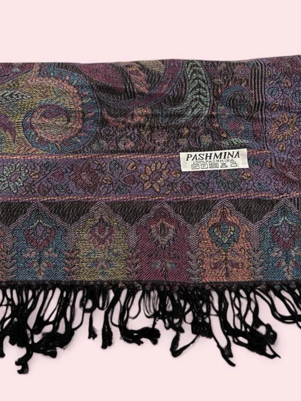 New | Limited Edition: Black Pastel Multicolor Pashmina Shawl
